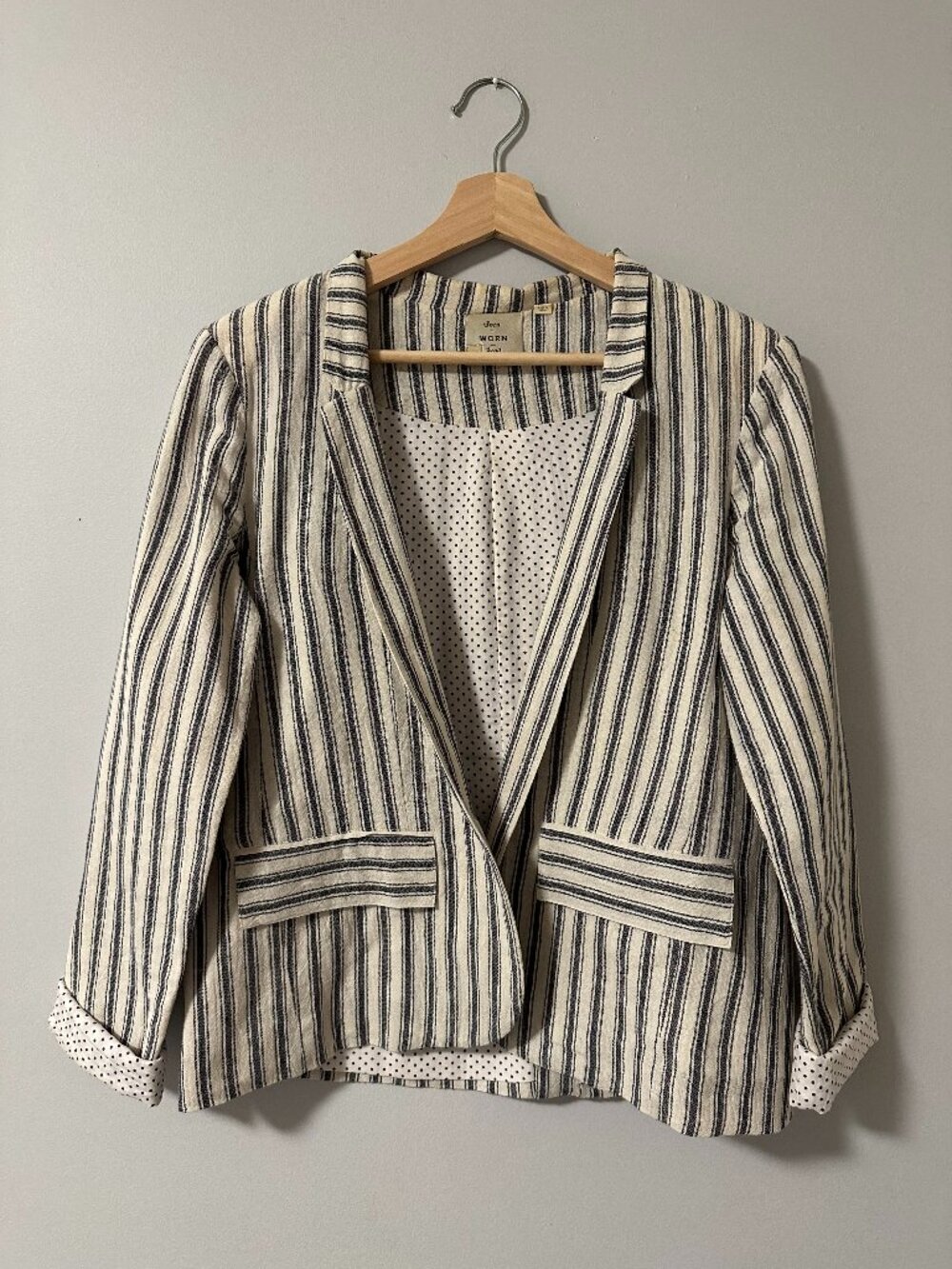 Seen Worn Kept Cream & Gray Stripe Blazer Size S